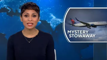 Elie Tahari Winda Draped Long Sleeve Dress worn by Jericka Duncan as seen in CBS Evening News on December 2, 2024