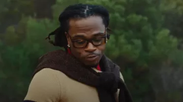 Lunettes de soleil Prada Brown Tortoiseshell Rectangle Runway portées par Gunna à Gunna - HIM ALL ALONG [Vidéo officielle]