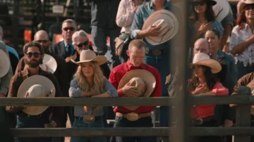 Nili Lotan Florence Denim Flare Jeans worn by Laramie (Hassie Harrison) as seen in Yellowstone (S05E13)