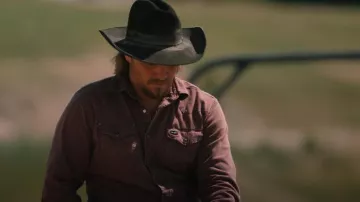 Wrangler Men's Burgundy Long Sleeve Snap Shirt worn by Kayce Dutton (Luke Grimes) as seen in Yellowstone (S05E13)