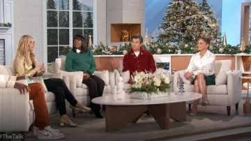 Gucci Marmont Metallic Mid-Heel Pumps worn by Amanda Kloots as seen in The Talk on December 10, 2024