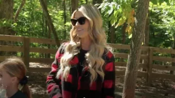 Jack by BB Dakota Bell Behaved Red & Black Plaid Moto Jacket worn by Christina Hall as seen in Christina in the Country (S02E04)