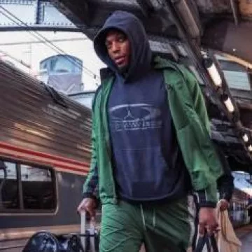 Jordan x Off White Green & Black Track Jacket worn by Derrick Henry on the Instagram account @bengals