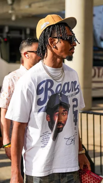 Lunettes de soleil Louis Vuitton LV Clash Pilot noires portées par Jayden Daniels sur le compte Instagram @blitzfits