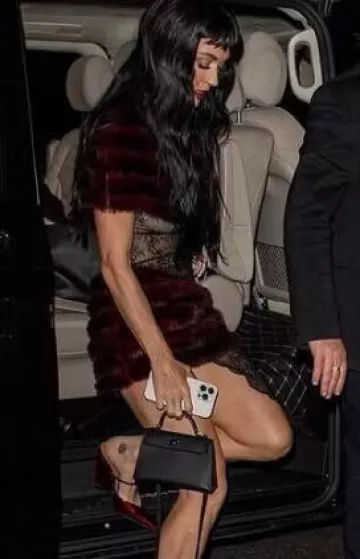 Kim Shui Aubergine Faux Fur Combo Dress worn by Katy Perry at Filming Night of a Lifetime on December 11, 2024