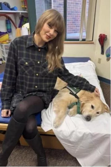 Miu Miu Plaid Shirt worn by Taylor Swift at Children's Mercy Hospital on December 12, 2024