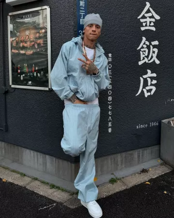 Supreme Reflective Pinstripe Track Pant worn by Central Cee on the Instagram account @centralcee