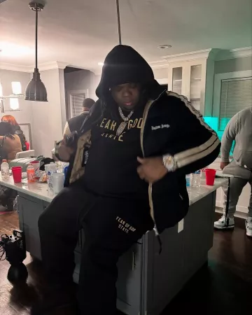 Moncler x Palm Angels Black & White Stripe Rodman Jacket worn by Big Homiie G on the Instagram account @bighomiieg