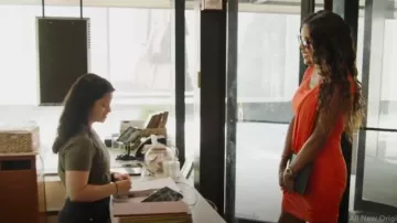 BcbgMaxAzria Trudie Drape Sash Ruched Dress worn by Stacey Rusch as seen in The Real Housewives of Potomac (S09E11)