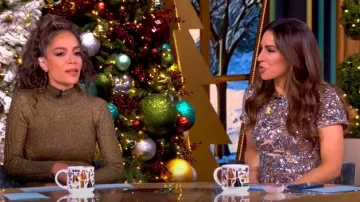 Staud Tilda Metallic Knit Dress worn by Sunny Hostin as seen in The View on  December 16, 2024