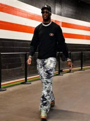 Nike Air Force 1 Low Patent Oil Green worn by Jerry Jeudy on the Instagram account @clevelandbrowns