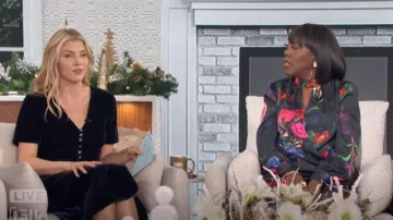 INC International Concepts Printed Cutout Surplice-Neck Blouse worn by Sheryl Underwood as seen in The Talk on December 12, 2024