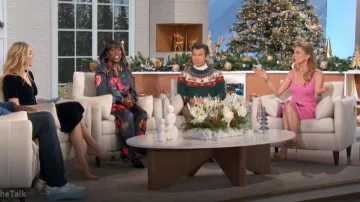 Retrofete Laney Metallic Knit Midi Bodycon Dress worn by Natalie Morales as seen in The Talk on December 12, 2024