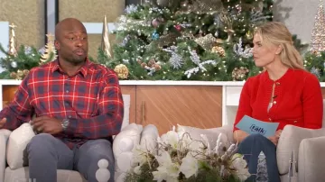 Stone Rose Plaid Jacquard Dip Dye Knit Button-Up Shirt worn by Akbar Gbaja-Biamila as seen in The Talk on  December 13, 2024