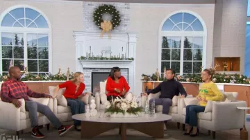 Nike Dunk High Sneakers in Plaid Black Red worn by Akbar Gbaja-Biamila as seen in The Talk on December 13, 2024