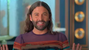 Jean Paul Gaultier Mini-robe en maille de roses portée par Jonathan Van Ness vue dans Queer Eye (S09E05)
