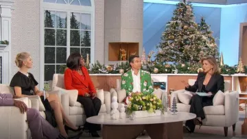 Aqua Tweed Blazer worn by Sheryl Underwood as seen in The Talk on December 16, 2024