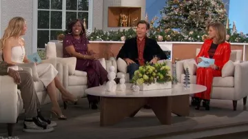 Alice + Olivia Olivia Faux-Leather Boot-Cut Pants worn by Natalie Morales as seen in The Talk on December 18, 2024