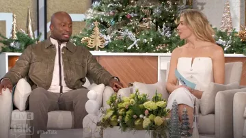 Self Portrait Tinsel Boucle Bandeau Midi Dress worn by Amanda Kloots as seen in The Talk on December 18, 2024