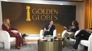 Robe Zankov Miki portée par Gayle King vue dans CBS Mornings le 17 décembre 2024