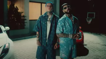 Pantalones cortos de mezclilla Louis Vuitton Blue Fishnet Monogram usados por Blessd en BLESSD ❌ ANUEL AA | DEPORTIVO ???? (VIDEO OFICIAL)