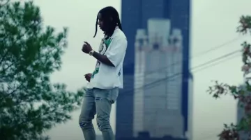 Amiri Antique Indigo & Blue Suede MX1 Jeans worn by Polo G in Polo G - S.I.P (Official Video)