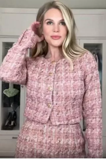 Vici To Paris with Love Tweed Mini Skirt worn by Madison LeCroy on her Instagram Post on December 15, 2024