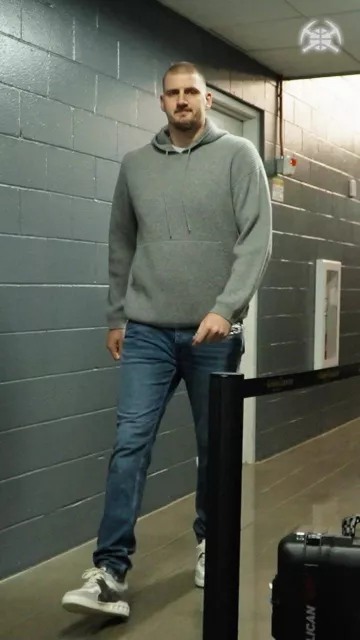 Prada Grey Ribbed Cashmere Hoodie worn by Nikola Jokić on the Instagram account @nuggets