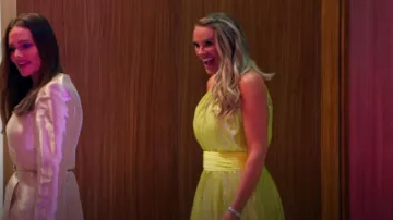 Alice + Olivia Milan One-Shoulder Gathered Metallic Gown worn by Heather Gay as seen in The Real Housewives of Salt Lake City (S05E14)