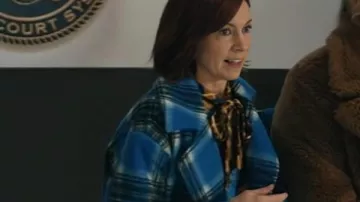 Elsbeth Carrie Preston Manteau à carreaux bleu