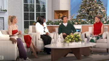 Valentino Metamorphos Siren trousers worn by Natalie Morales as seen in The Talk on December 19, 2024