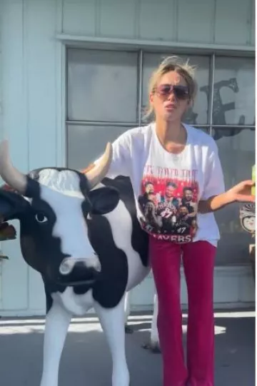 Juicy Couture Custom Og Big Bling Velour Track Pants worn by Alix Earle on her Tiktok Post on December 18, 2024