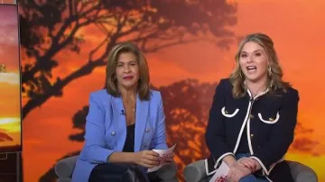 Sandro Jill Tweed Contrast Trim Jacket worn by Jenna Bush Hager as seen in Today  with Hoda & Jenna on December 20, 2024