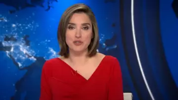 Black Halo 3/4 Sleeve Jackie O Dress worn by Margaret Brennan as seen in CBS Evening News on December 20, 2024