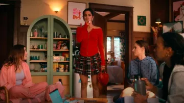 Alice + Olivia Carter Plaid Stitch Pleated Mini Skirt worn by Bela Malhotra (Amrit Kaur) as seen in The Sex Lives of College Girls (S03E04)