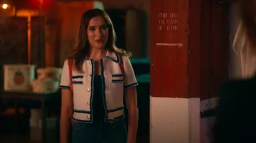 Maje Bouclé Ribbed Cardigan worn by Kacey (Gracie Bea Lawrence) as seen in The Sex Lives of College Girls (S03E04)