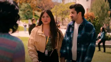 Mango Pocket Crop Jacket In Medium Brown worn by Emily (Jordan Wilson) as seen in The Sex Lives of College Girls (S03E04)