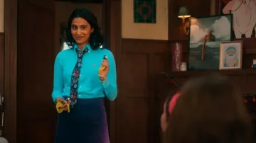 Ganni Corduroy Mini Skirt In Simply Purple worn by Bela Malhotra (Amrit Kaur) as seen in The Sex Lives of College Girls (S03E05)