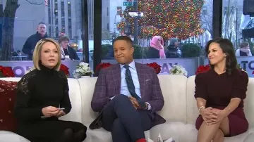 Vestido de cuello alto de Eliza J Gwynne usado por Dylan Dreyer como se ve en Today el 23 de diciembre de 2024
