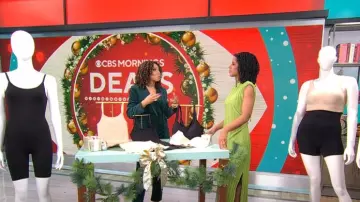 J. Crew Velvet one-button Blazer in Old Forest worn by Gabrielle Kerr as seen in CBS Mornings on December 26, 2024