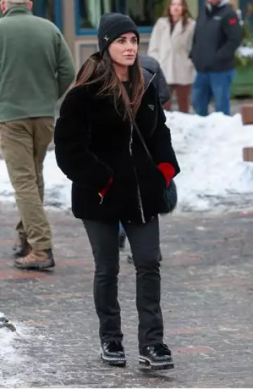 Louis Vuitton Lv Spark Beanie worn by Kyle Richards in Aspen on December 26, 2024