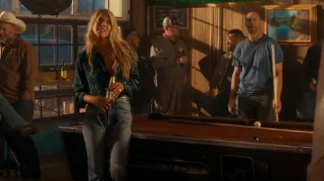 Levi's 501 High Waist Distressed Straight Leg Jeans worn by Angela Norris (Ali Larter) as seen in Landman (S01E07)