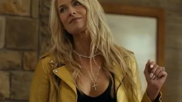 Landman Ali Larter Blouson Motard en cuir doré