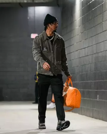 Gallery Dept. Dark Grey Paint Splatter Workwear Jacket worn by Jayden Daniels on the Instagram account @commanders
