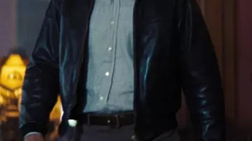 Blouson en cuir noir de Jack Conrad (Brad Pitt) à Babylone