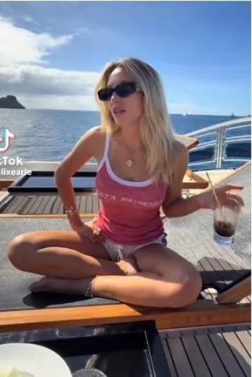 Asta Resort Camisole in Rossa worn by Alix Earle on her Tik Tok Post on December 31, 2024