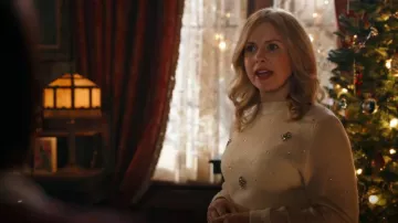 Suéter de punto joya de Zara usado por Samantha (Rose McIver) como se ve en Ghosts (T04E08)