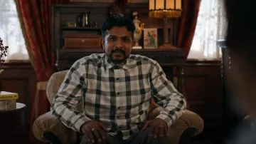 Lindbergh Checked Structure Shirt worn by Jay Arondekar (Utkarsh Ambudkar) as seen in Ghosts (S04E09)