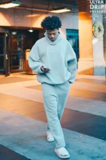 Fear Of God Athletics x Adidas Sesame Grey Polar Fleece Pants worn by Jalen Green on the Instagram account @timberwolves