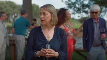 Ba & Sh Long Blue Navy Pleated Dress worn by Hannah Stern (Nicola Walker) as seen in The Split (S04E01)